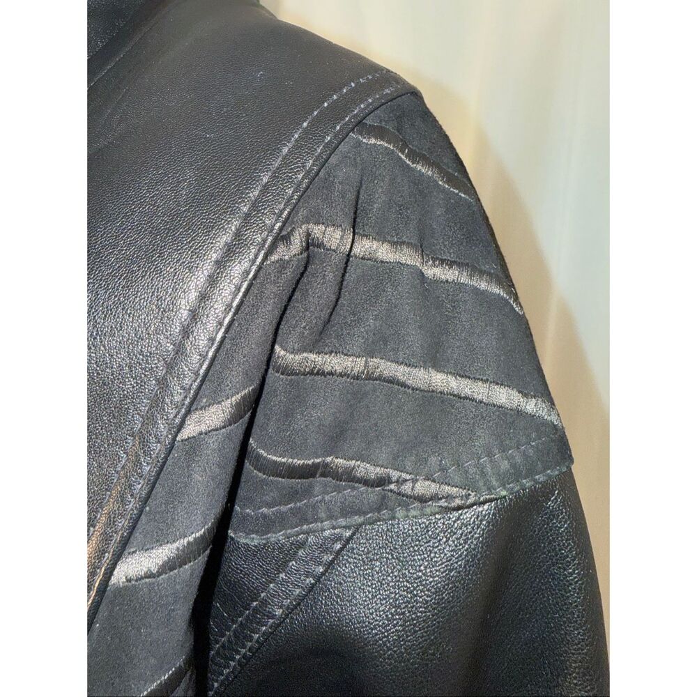 Vintage 1980s–1990s Excelled Genuine Leather Long Trench Coat – Black – Size S - Picture 7 of 16